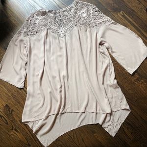Honeyme Tan Tunic Top Blouse Sz M